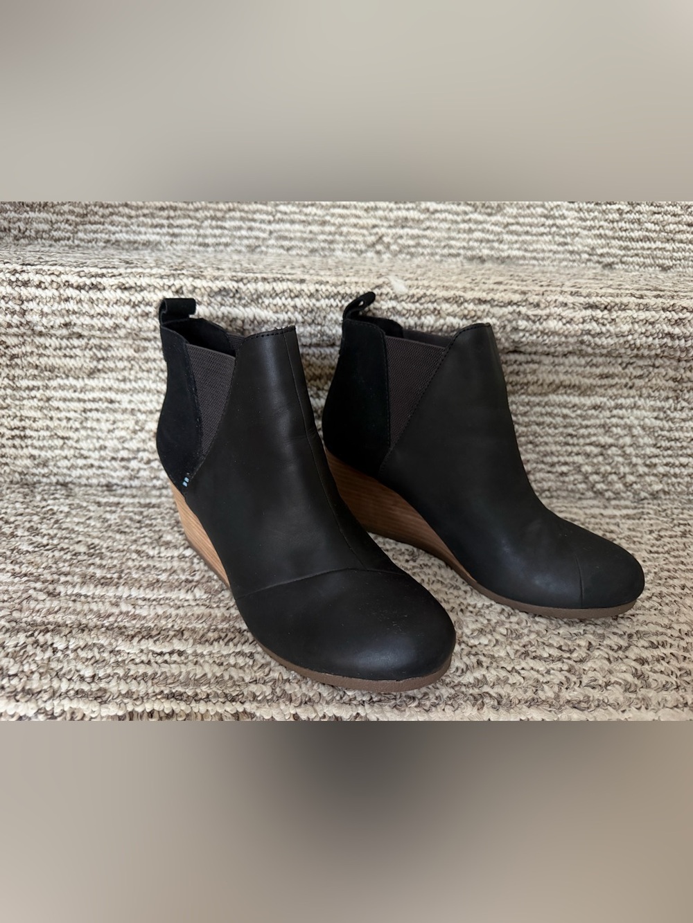 TOMS Kelsey Wedge Bootie Black & Brown